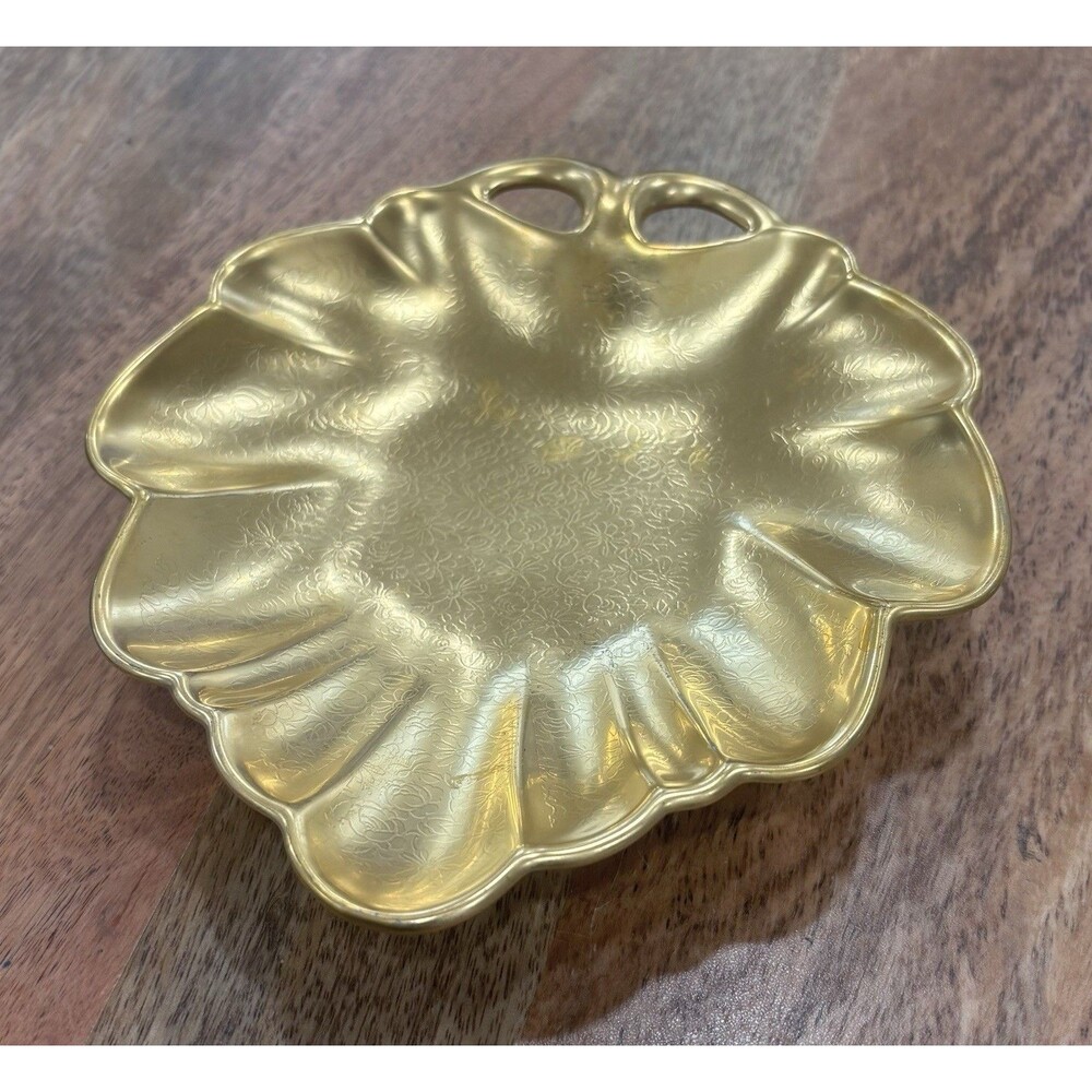 Vintage Pickard China Encrusted Gold Rose & Daisy Trinket Candy Dish 7 X 7